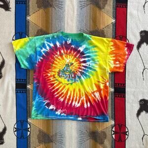 Vintage Peace Frogs Belive Rainbow Tie Dyed T-Shirt Size Large Animal Outdoor